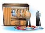 Cartoon  Illustration Interior Clothing Room With Separated Layers Stock Photo