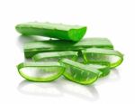 Aloe Vera Fresh Leaf. Isolated Over White Stock Photo