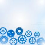 Blue Gears On The White Background Stock Photo