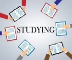 Studying Books Represents Knowledge Literature And Education Stock Photo