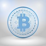 Blue Bitcoin Digital Currency Stock Photo