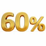 3d Gold 60 Sixty Percent Discount Sign Stock Photo