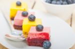 Strawberry And Mango Mousse Dessert Cake Stock Photo