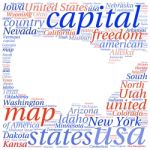 Usa State Map Tag Cloud  Illustration Stock Photo