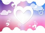 Hearts And Clouds Background Means Romantic Dreams And Feelings Stock Photo