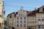 Ornate Apartment Blocks In The Old Town Square In Prague Stock Photo