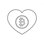 Cryptocurrency Bitcoin Love Heart Thin Line Flat Design Icon Vec Stock Photo