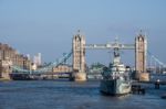 View Towards Hms Belfast And Tower Bridge Stock Photo