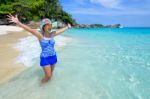 Beautiful Woman On Beach In Thailand Stock Photo