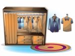 Cartoon  Illustration Interior Clothing Room With Separated Layers Stock Photo