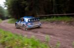 M. Cairns Driving Subaru Impreza Stock Photo