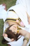 Cute Asian Cosplay Lying Stock Photo