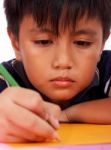 Boy Writing Stock Photo