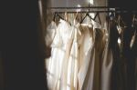 Wedding Dresses In A Closet Stock Photo