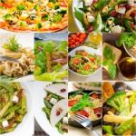 Healthy And Tasty Italian Food Collage Stock Photo