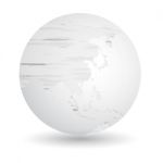 Globe Icon With Hand Drawn Map Stock Photo