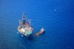 The Offshore Drilling Oil Rig Top View From Aircraft Stock Photo