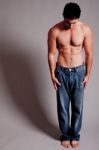 Shirtless Young Man Stock Photo