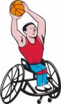 Wheelchair Basketball Player Shooting Ball Cartoon Stock Photo