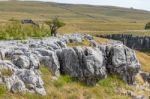 View Of The Limestone Pavement Near The Village Of Conistone In Stock Photo