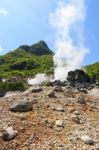 Owakudani Valley ( Volcanic Valley With Active Sulphur And Hot S Stock Photo