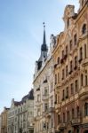 Ornate Apartment Blocks In Prague Stock Photo