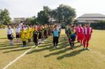 Bangkok, Thailand - Nov 2016: In The Nov 23, 2016. Youth Soccer Match, In Pieamsuwan Elementary School Stock Photo