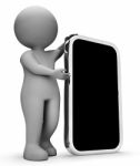 Character Smartphone Represents World Wide Web And Websites 3d R Stock Photo