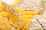 Italian Pasta Penne With Wheat Stock Photo