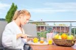 Woman Making Morning Juice Stock Photo