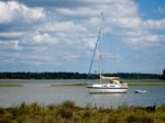 Yacht Moored On The River Alde Stock Photo