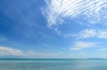 Summer Seascape With Blue Sea Sky And White Cloud Background Stock Photo