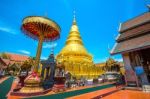 Wat Phrathat Hariphunchai Golden Pagoda In Lamphun,thailand Stock Photo