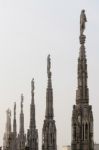 Detail Of The Skyline Of The Duomo In Milan Stock Photo