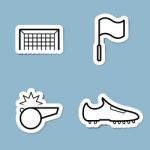 Soccer Line Icon Set Stock Photo