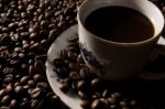 Coffe Beans And Cup Stock Photo