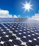 Solar Panels With Sunshine Stock Photo