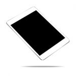 Mock Up White Tablet Isolated On White Design Stock Photo