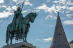 St Stephens Statue At Fishermans Bastion Budapest Stock Photo