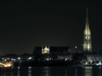 View Along The River Garonne In Bordeaux At Night Stock Photo