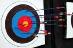 Target Archery And Many Arrow Stock Photo