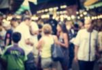 Blurred Crowd Of People In The Market Stock Photo