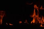 Beautiful Fire Flames On Black Background Stock Photo