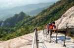 Seoul, South Korea - Sep 27: Climbers And Tourists On Bukhansan Mountain. Photo Taken On Sep 27, 2015 In Seoul, South Korea Stock Photo