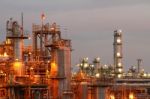 Chemical Industry At Evening Stock Photo