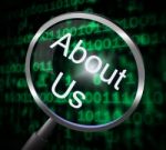 About Us Indicates Magnify Magnification And Research Stock Photo