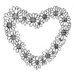 Freehand Illustration Of Retro Flower Design Heart Shape Stock Photo