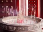 Chinese Incense Stick In A Pot Stock Photo