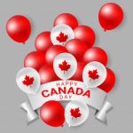 Red And White Party Balloons For National Day Of Canada Stock Photo