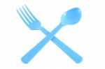 Plastic Spoon And Fork Stock Photo